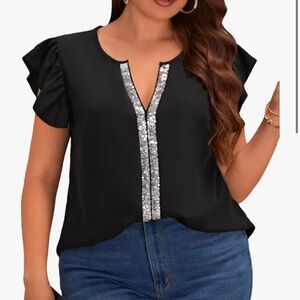 Verdusa - Women's Plus Size Sequin Blouse Top